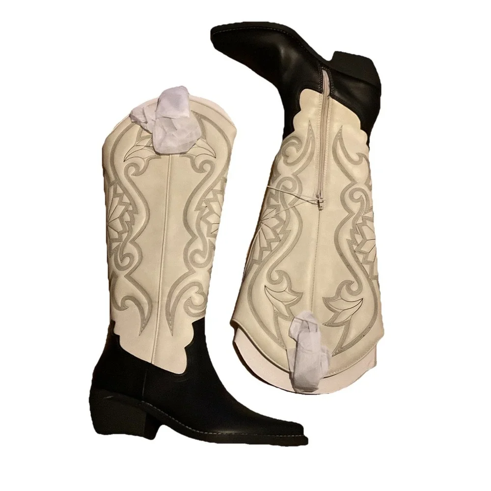 Wild Fable Black‎ & White Kensie Cowboy Boot Nwt Festival Coachella